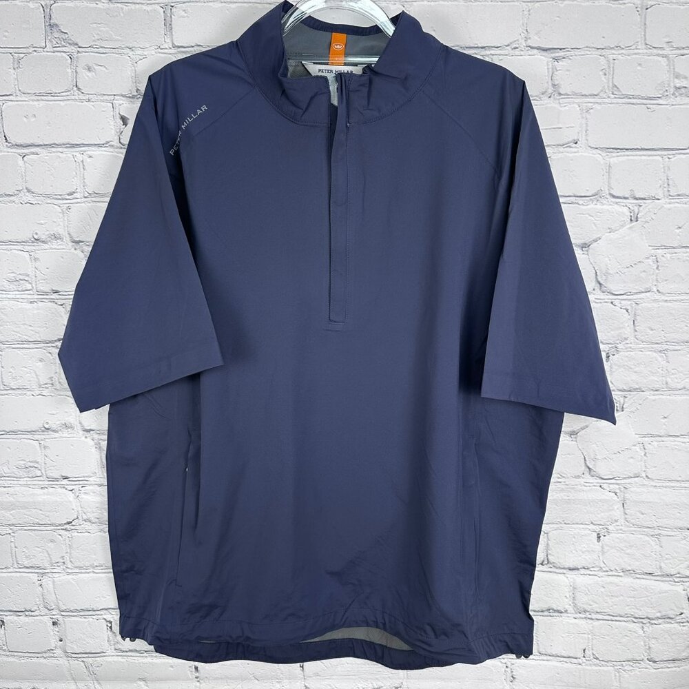 Peter Millar Men's Sport Shield Short Sleeve Golf Waterproof Rain Shell, XL Navy - Picture 3 of 16